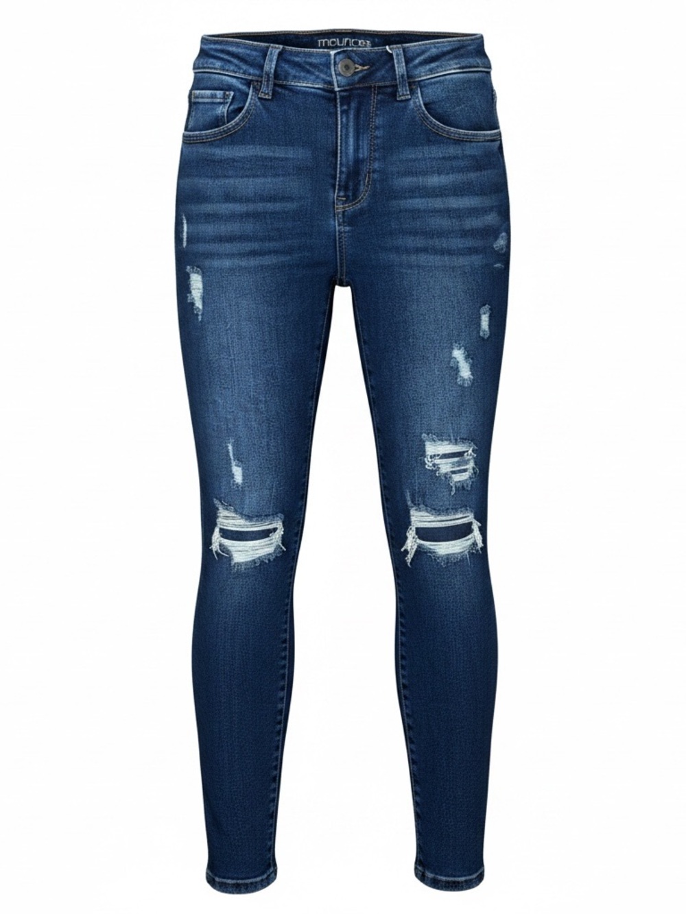 Maurices Dark Blue Distressed High-Rise Jeggings
